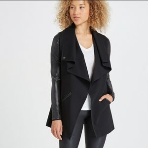 SPANX faux leather drape front jacket